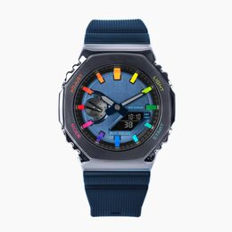 Origineel schokhorloge Digital Sport Sport Quartz GM Unisex 2100 Horloge Legering Afneembare montage LED-wijzerplaat Eiken Rainbow-serie Waterdichte eiken-serie