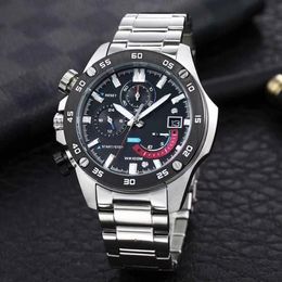 Origineel schok horloge Sport Unisex 558 horloge Alle wijzers bedienbaar stalen band EFR eiken serie wereldtijd