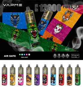 Original SIDIA VAPME KING 12000 Puffs E-cigarettes jetables RGB Light Batterie rechargeable 0% 2% 3% 5% 18 couleurs en option 12K Big Cloud Mesh Coil
