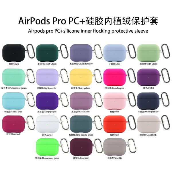 Fundas de silicona originales para Airpods Pro inalámbrico Bluetooth silicona líquida oficial Apple Air pods 2/3 funda protectora dura para auriculares Fundas con llavero