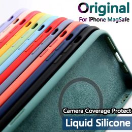 Cubierta magnética de silicona original para Apple Magsafe Case iPhone 11 12 13 14 Pro Max Mini 7 8 14 más x XR XS SE 202 Clear Acrylic
