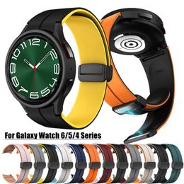 Original Silicone Strap for Samsung Watch 6 40MM 44MM Sport Rubber Band Magnetic Buckle for Galaxy Watch 6 Classic 43MM 47MM Band