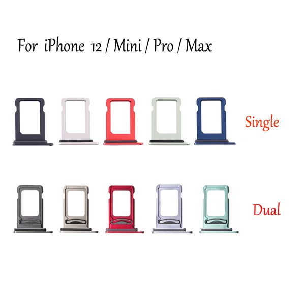 10 unids/lote ranura para soporte de bandeja de tarjeta SIM doble/única con reemplazo de junta impermeable de goma incl. Pin de expulsión abierto para iPhone 12 Mini Pro Max