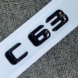 Originele Grootte Auto achterlichten Embleem Aantal letters Auto Sticker Voor Mercedes Benz C63 C 63 Chroom Zilver Matte Black269G