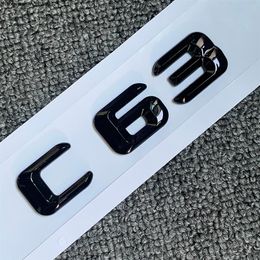 Taille d'origine voiture arrière queue emblème numéro lettres autocollant de voiture pour Mercedes Benz C63 C 63 Chrome argent mat Black348Y