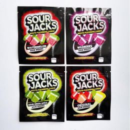 Originele Sourjacks candy gummies mylar zakken 600 mg doordrenkt aluminiumfolie hersluitbare platte ritszak Sanbq Iswia