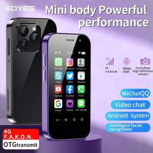 Téléphones portables d'origine Soyes N5 Android Super Mini Smartphones 4 Go 64 Go 5.0Mp Téléphone portable double SIM Petit écran tactile 4G LTE Face ID Smartphone Bluetooth Wifi Fm Carte Tf