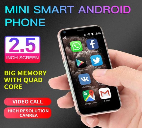 Soja Original XS11 Mini téléphones cellulaires Android 3D Glass Body Dual Sim Card Google Play Cadeaux de smartphone mignon pour enfants Student Mobile4886090