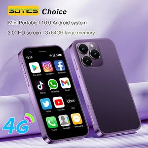 Original SOYES XS16 Mini 3.0 pulgadas Teléfono celular inteligente desbloqueado 4G LTE 3GB RAM 64GB ROM Android 10.0 Quad Core GPS Tipo C Tarjetas SIM duales Teléfono móvil pequeño en espera