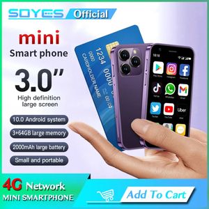 Original SOYES XS16 Mini 3,0 pouces téléphone portable intelligent 4G LTE 3 Go de RAM 64 Go de ROM Android 10.0 Quad Core 2000 mAh Type C double SIM en veille petit téléphone