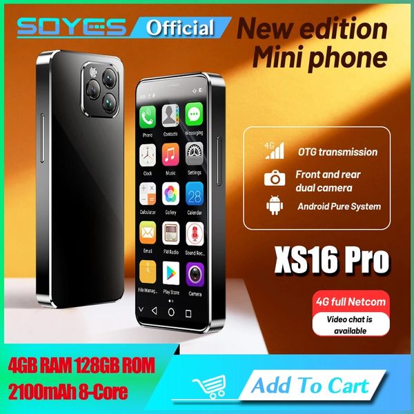 SOYES XS16 Pro 4 ''Mini Smartphone 4GB RAM 128GB ROM Android 10.0 Octa core 2600mAh Face ID NFC 4G LTE type-c OTG petit téléphone