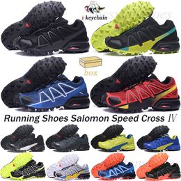 Original speed cross 4 Outdoor mens Running Shoes runner IV Light Grey Fluorescent Yellow Brick Red Trainers Hombre Sports Sneakers chaussures