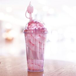 Original Starbucks Sakura tasse à café en paille rose fleur de cerisier tasse à eau froide en plastique pour le sport à l'extérieur tasse d'accompagnement223q