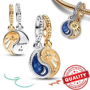 Originele Sterling Sier Deelbare Zon En Maan Dangle Charm Fit Armband DIY Vrouwen Ketting Fijne Sieraden Cadeau