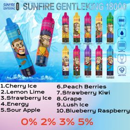 Affichage d'écran Sunfire 18000 Puff 18k d'origine 15k 20k Boîte de vape jetable 15000 Puffes Mesh Coil Recharteable Vaporizers 0% 2% 3% 5% 20 Couleurs Vapes Système