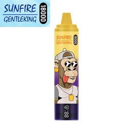Originele Sunfire 18000 Puffs 10 Flavour Disposable Vape E-Cigarettes 25ml voorgevulde vape met LED-display 0%2%3%5%850 mAh Oplaadbare 9000 Pro Vapes Electronic Device