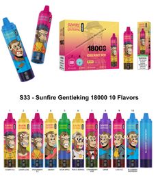 Fracée SUN-SUN-ORIGINAL 18000 Puffes 25 ml 0% 2% 3% 5% Tornado 15000 Puffes Disposer Vape Pen 15k Puff Vape Vape Préfilée CARTRIDGES POD 850MAH RECHARGERABLE 41 FLAVORS EN STOCK