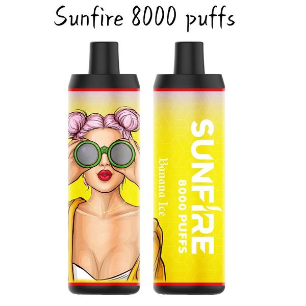 Sunfire 8000 Puffs Puffes de haute qualité Puff 8000 Disposable Vape Pen Vape Vape Factory Prix Big Smoke 8000 Puffs Vape Pen en stock Expédition rapide 10 saveurs