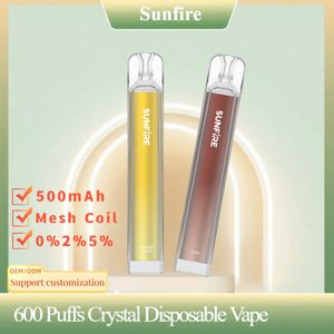 Crystal Sunfire d'origine 600 700 800 Puffs Pentes jetables Vape E Cigarettes 400mAh Batterie 2% Vapors de haute qualité Kit grosse