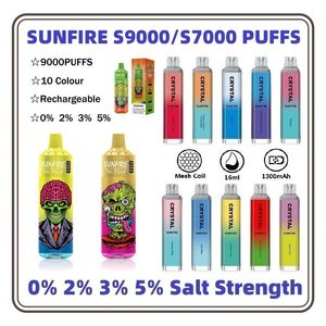 Sunfire original Vape E cigarrillo e cigarrillo con bobina de malla RGB Batería recargable de luz 18 ml/16 ml de barras grandes de vapor de hojaldre Vapor Puff Vs Randm Tornado 7K 9K Puffs