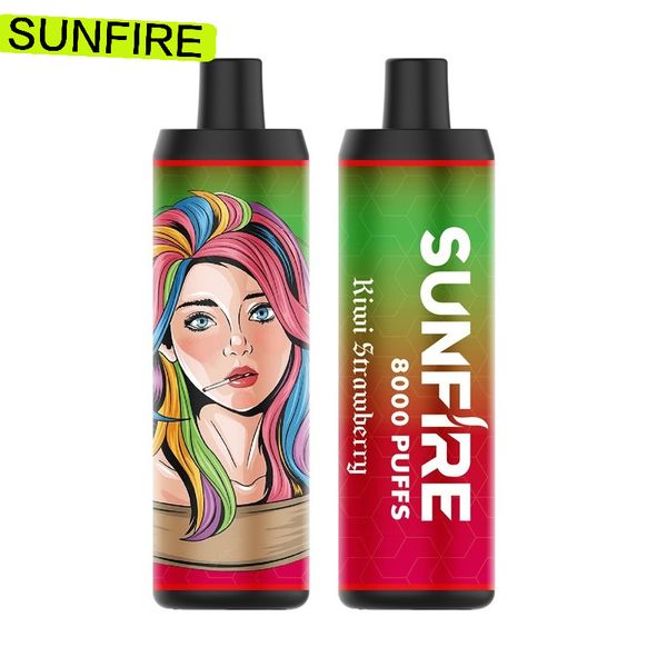 Original Sunfire Puff 7k 8k E-cigarette jetable DTL 2023 Service OEM ODM le plus populaire Batterie 600mAh Débit d'air réglable Vape jetable 8000 Puffs Alimentation d'usine