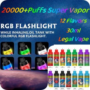 Stars du Sunfire original 20000 12k Puffs 600mAh Type-C Charge 12 ml POD PRÉFULTÉ 0/6/10/20 / 50mg Cigarettes jetables Vaper vide Big Box 12000 15000 15k Puff 18K 18000