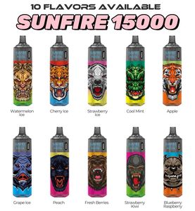 Sunfire Tornado original 15000 bocanadas desechables 10 sabores e cigarrillos electrónicos 0% 2% 3% 5% recargable 20 ml 600mAh Vape de vapor de vapor de vapor de carga Vaper 15000