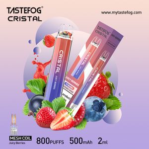 Originele Tastefog Cristal 800 Puff Disposable Vape Pen 2% Elektronische sigaret 800puffs e-sigaret TPD-certificaat 10 smaken met LED-licht Geen belastingvrije verzending