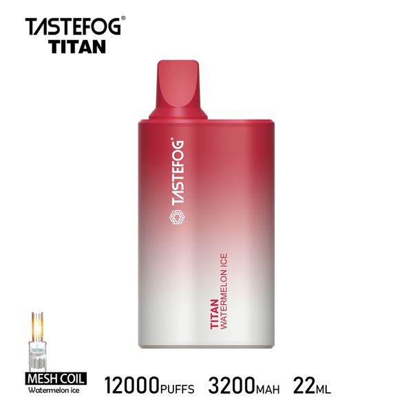 Original Tastefog Titan 12000 Puffs Bares Caja de vape desechable Cigarrillos electrónicos 22 ml Cartucho de vainas precargadas 3200 mAh Batería Puffs 12K 2% 10 sabores Sin impuestos Envío gratuito