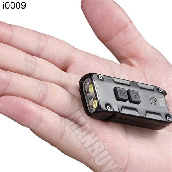 Consejo original SE Mini Luz de botón de llave de metal con clip 2x P8 Pocket Torch EDC TypeC Linterna recargable
