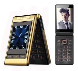 Originele TKEXUN Luxe Zakelijke Flip Mobiele Telefoons GSM Grote Drukknop Touchscreen Oude Man Mobiele Telefoon Dual Sim-kaart Bluetooth FM 3263426