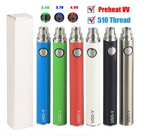 Originele UGO V Voorverwarming VV Vape Batterij Pen 510 Draad Variabele Voltage Ego Oplaadbare Evod 650 900 MAH Micro USB-passthrough