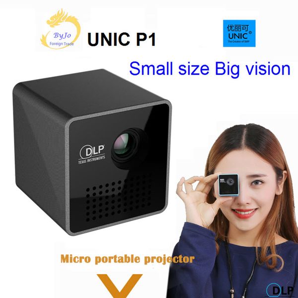 Proyector móvil Original UNIC P1 + H compatible con Miracast DLNA, Proyector de película casera de bolsillo, batería de Proyector Beamer