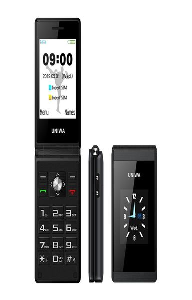 Téléphones portables d'origine UNIWA X28 Téléphone à rabat d'affaires de luxe GSM Gros bouton-poussoir Vieil homme Mobile Double Sim Bluetooth Radio FM débloqué 7333291