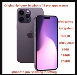 Déverrouillage d'origine authentique iPhone X dans l'iPhone 15 Pro Style Phone 4G LTE avec Face ID déverrouillé 15 Pro Box scellé 3G RAM 256 Go ROM OLED 100% Batterie