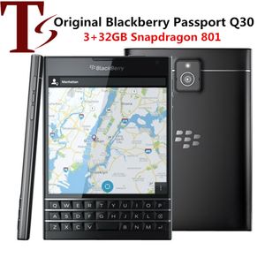 Originele ontgrendeld BlackBerry Passport Q30 LTE Mobiele BlackBerry OS 10.3 Quad Core 3GB RAM 32GB ROM 13MP Smart Phone