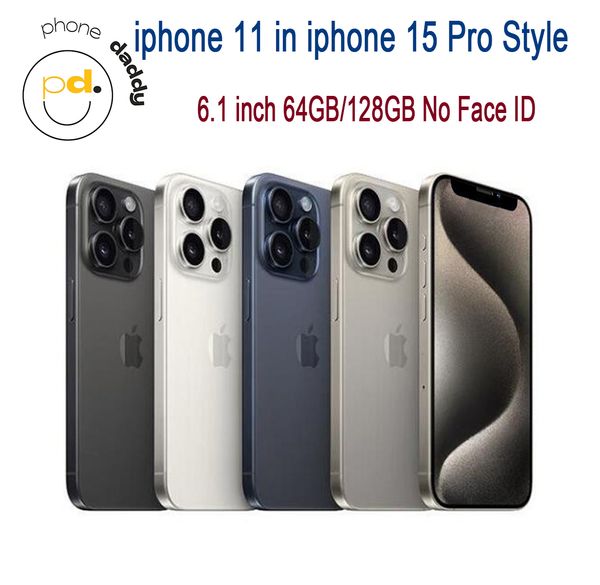 IPhone déverrouillé d'origine 11 en 15 Pro portable téléphone 4 Go RAM 64 Go 128 Go 6,1 pouces Liquid Retina IPS LCD Mobilephone Aucun visage ID