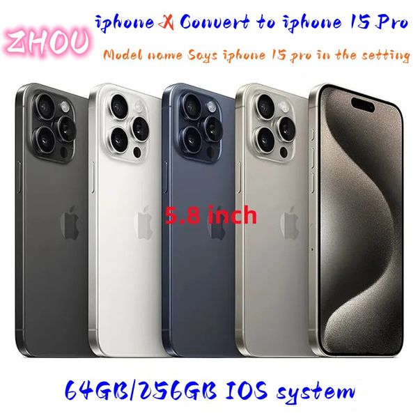 Original desbloqueado iphone X encubierto para iphone 15 Pro teléfono móvil con apariencia de cámara 15 pro 3G RAM 64GB 256GB ROM teléfono móvil