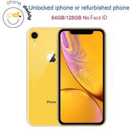 Originele ontgrendelde iPhone XR -mobiele telefoon 6.1 "Retina IPS LCD RAM 3GB ROM 64GB/128 GB A12 BIONIC 4G LTE HEXA CORE IOS NFC MOBILEPHONE ZONDER FACE ID