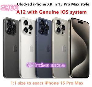 IPhone XR déverrouillé d'origine coupé à l'iPhone 15 Pro Max 6,7 pouces téléphone portable avec apparence de caméra max 15pro 3G RAM 64 Go 128 Go 256 Go Rom Phone Mobile 1PCS
