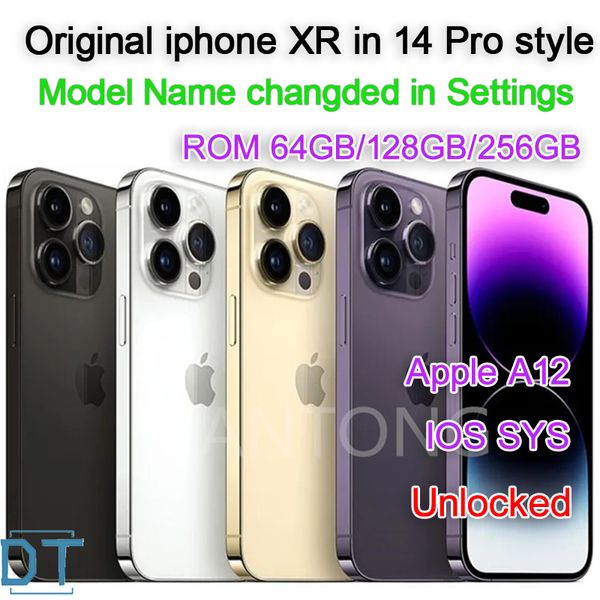 Écran OLED débloqué d'origine Apple iPhone Xr en apparence de téléphone de style 14 Pro, A + Excellent état