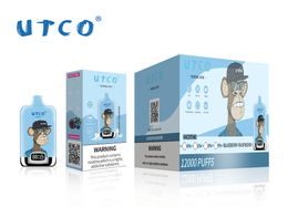 Originele utco 12000 puff Vape Digitale doos wegwerp vapes 20ml Vape 0 2 3 5% Oplaadbare 850mAh Batterij Bijbehorend 20 smaken Beschikbaar puff 12k vaper desechables