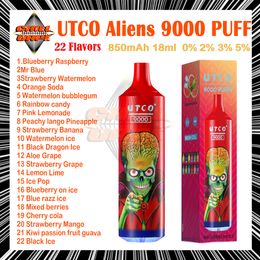 Originele utco aliens 9000 puffs wegwerp vape 22 smaken 18 ml voorgevuld apparaat 850 mAh type-c oplaadbare batterij mesh spoel 9k e sigaretten