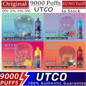 Original UCO Puff Tornado 9000 Puff jetables E cigarettes 0.8ohm Mesh Coil 18ml Pod batterie rechargeable électronique Cigs Puff 9K 0% 2% 3% 5% RBG Light Vape Pen Kit Lanyard