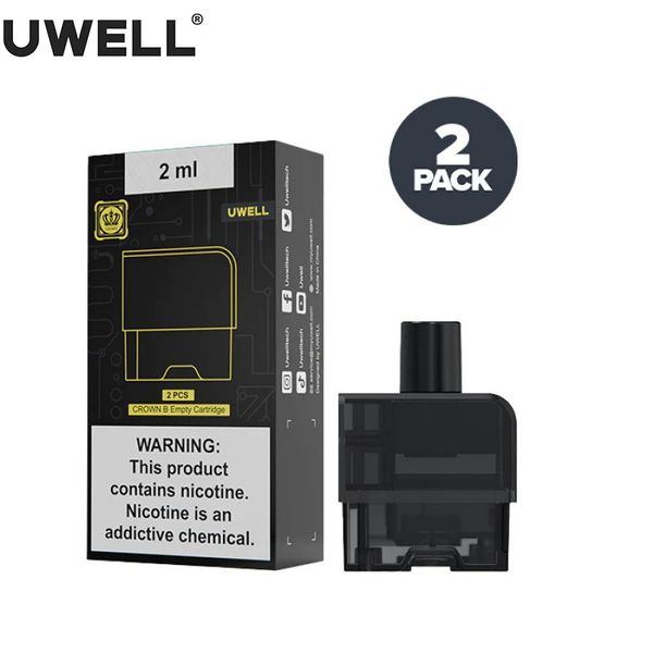 Cartouche vide d'origine Uwell CROWN B avec dosette de 3.5 ml pour Cigarette électronique Uwell Caliburn B Kit Vape 2 pièces/paquet