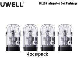 Cartouche d'origine Uwell Dillon EM Pod 0,6 ohm/0,9 ohm bobine 2,5 ml remplissage latéral pour Kit Dillon EM Cigarette électronique Vape 4 pcs/paquet