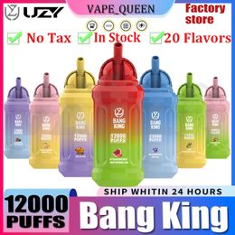 Originele UZY Bang King 12000 Puff Vaper 12000 Wegwerp Vapes Pen E-sigaret 0% 2% 3% 5% Vaporizer Opladen Mesh Coil Vape Pen Puffbars Bang 12K Puff Vape Kit