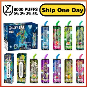 Bar uzy d'origine E Cigarette Puff 8000 10 saveurs 18ml RECHARGETER Disposable Vape Pen Device Pod Smok Vapes Kit 8000 Puffes Nic 0% 2% 3% 5% 1100mAh Batterie