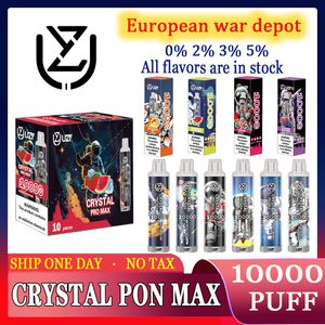 Europe Warehouse Uzy Crystal Pro Max 10000 Puff Disposable Vape 10k E Cigarettes légende 4000 Randm Tornado Poco Mesh Coil 20ml Pod Batterie Rechargeable électronique