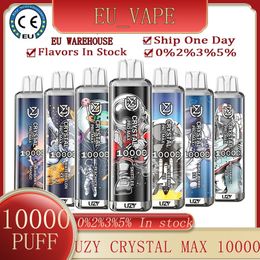 Europa Warehouse Originele Uzy Crystal Pro Max 10000 Puff 10000 Disposable E Sigaretten 1.2OHM Mesh Coil 16 ml POD Batterij Oplaadbare Puff 10K RBG Light Vaper 10K